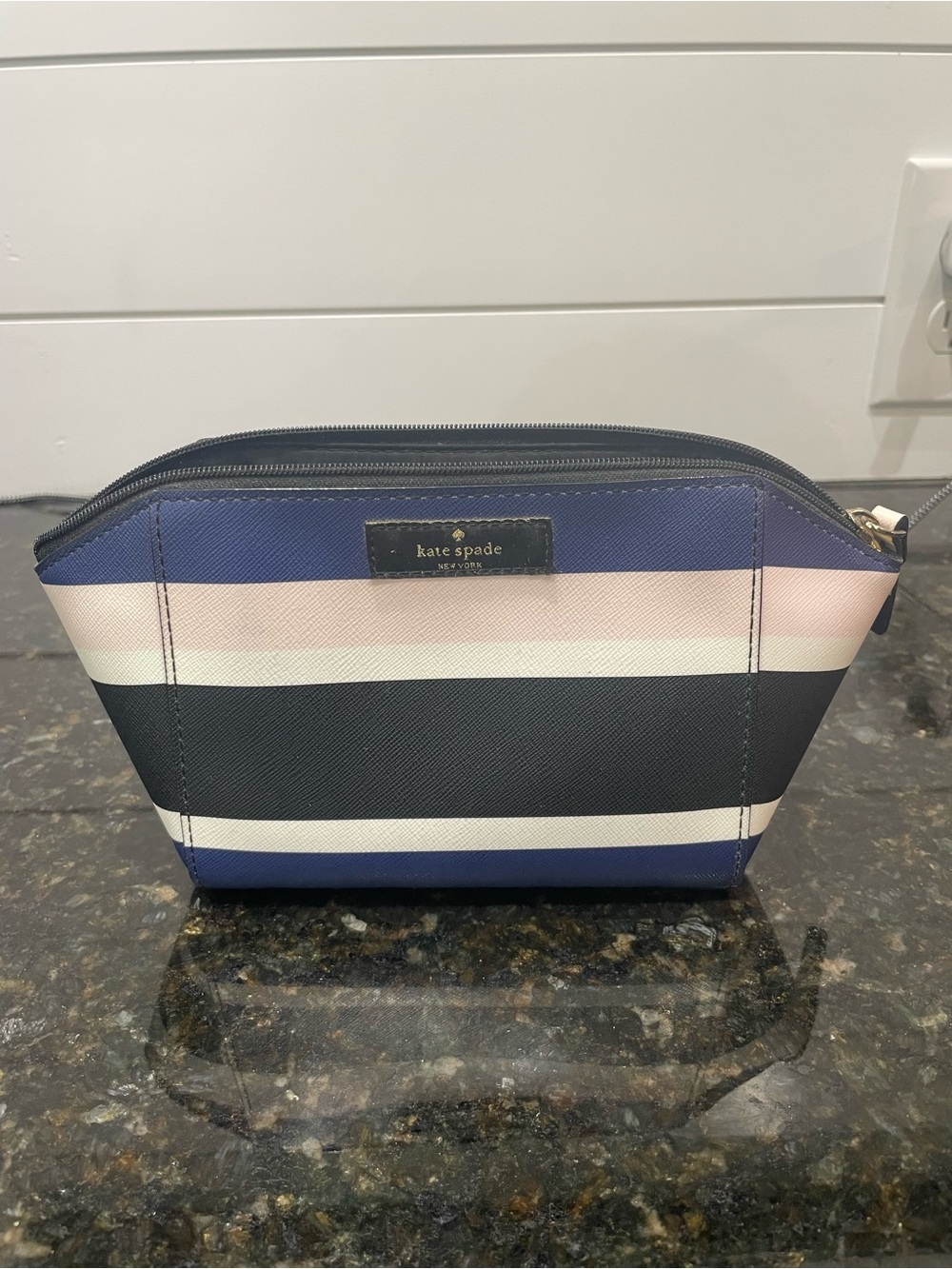 kate spade Striped Navy, Pink & White Makeup Pouch